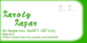 karoly kazar business card